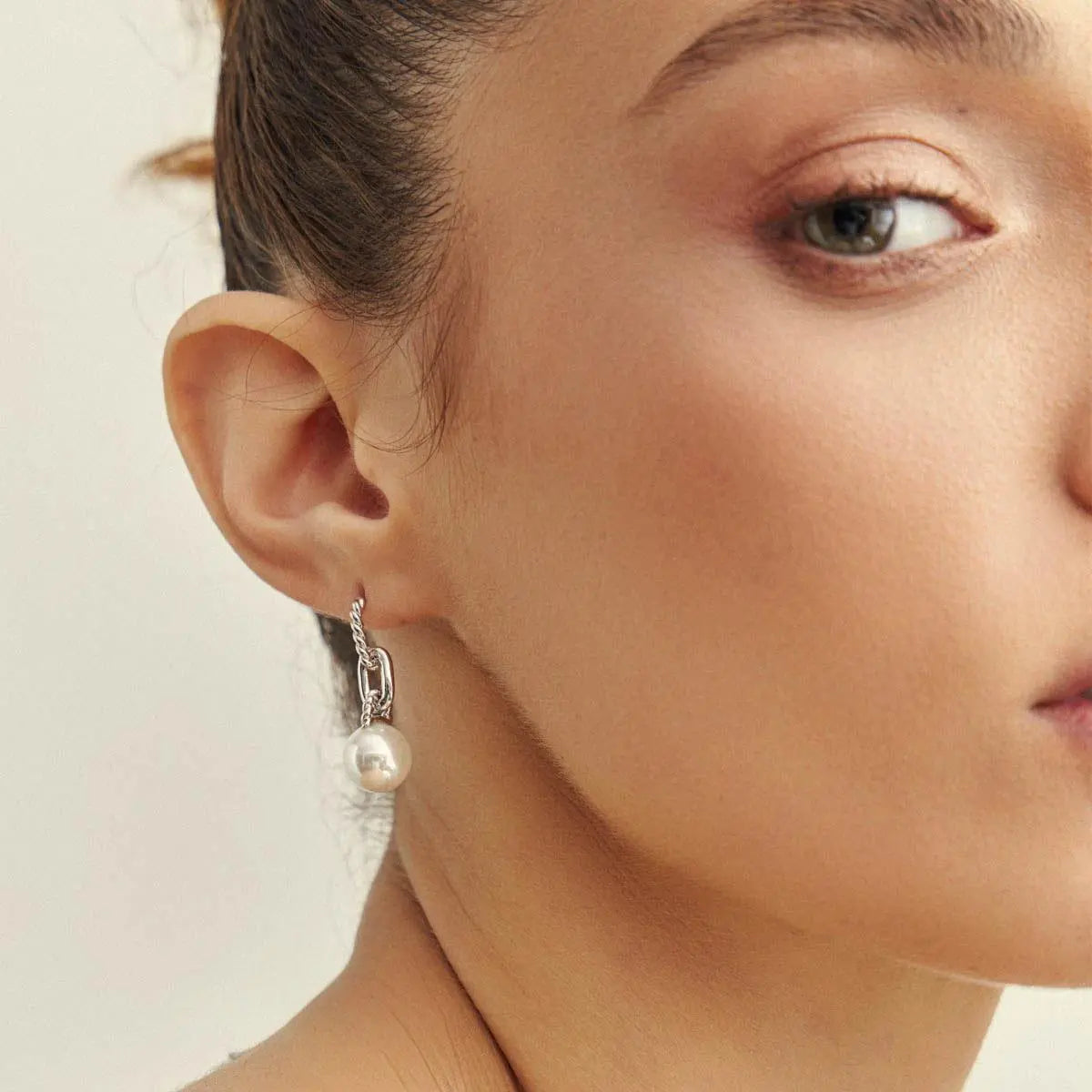 Silver Weave Pearl Drops