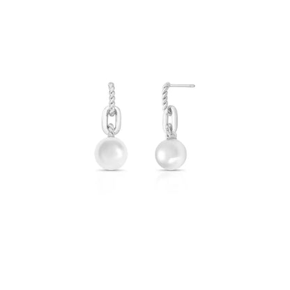 Silver Weave Pearl Drops