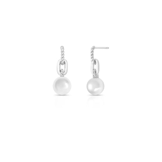 Silver Weave Pearl Drops