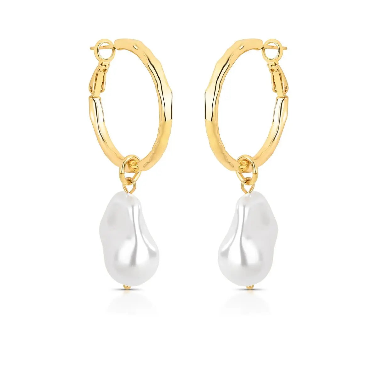 Baroque Pearl Hoops