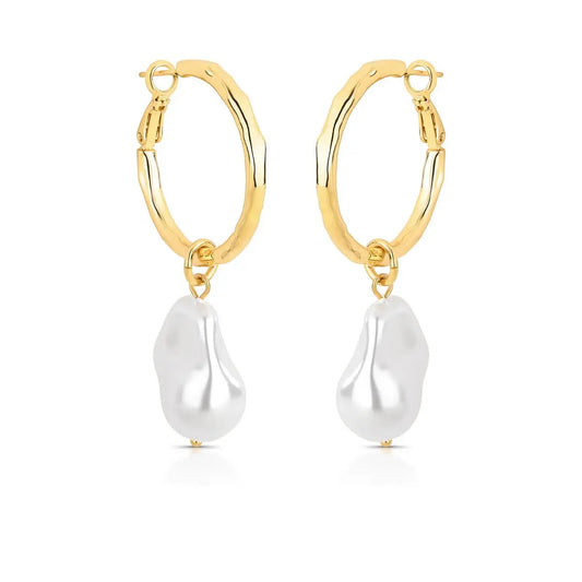 Baroque Pearl Hoops